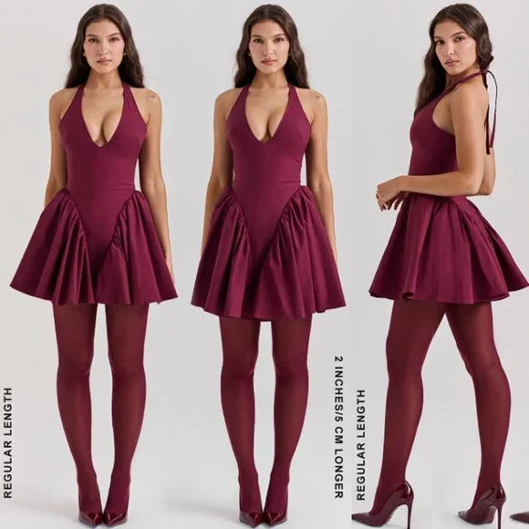 House of CB 'Valentia' Windsor Wine Mini Dress NWOT - Picture 5 of 8